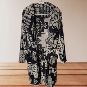 Pendleton Gray Aztec Print Cotton Terry Velour Housecoat Robe Size XS-S